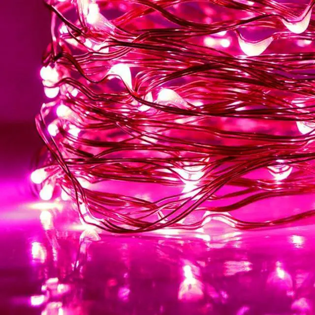 Alt view image 4 of 5 - 30 LED Silver Copper Fairy String Lights Battery Operated Decorative Wire Lights for Home and Event Décor Pink