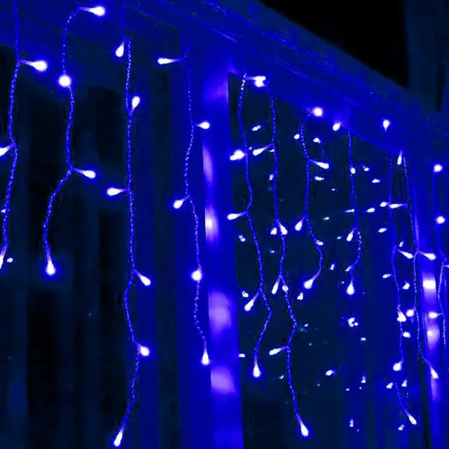 Alt view image 6 of 6 - 300 LED 12 Strand Twinkling Curtain Light Plug In Warm White Decorative String Lights for Home and Party Styling Blue