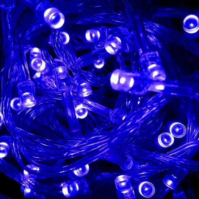 Alt view image 3 of 6 - 300 LED 12 Strand Twinkling Curtain Light Plug In Warm White Decorative String Lights for Home and Party Styling Blue