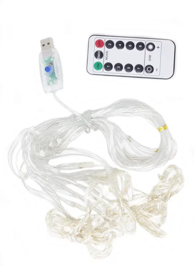 Alt view image 2 of 5 - 300 LED USB Rainbow Fairy Curtain Light with Remote Control Decorative String Lights Warm White