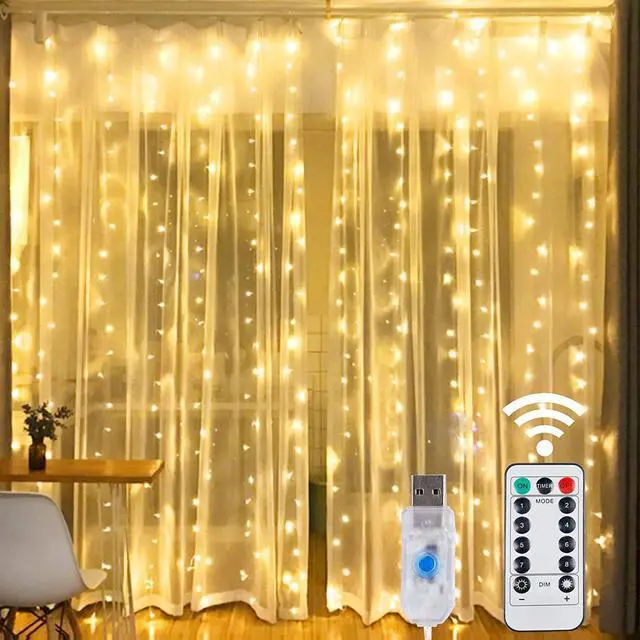 Main image of 300 LED USB Rainbow Fairy Curtain Light with Remote Control Decorative String Lights Warm White