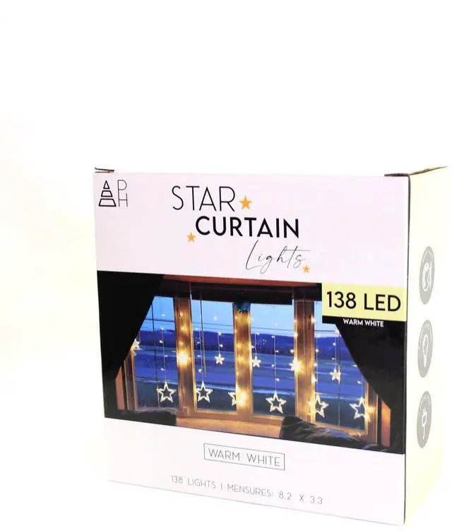 Alt view image 6 of 6 - 138 LED Star Curtain Light Warm White Decorative String Lights for Home and Celebration Styling