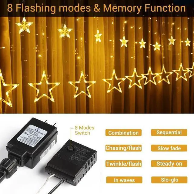 Alt view image 5 of 6 - 138 LED Star Curtain Light Warm White Decorative String Lights for Home and Celebration Styling