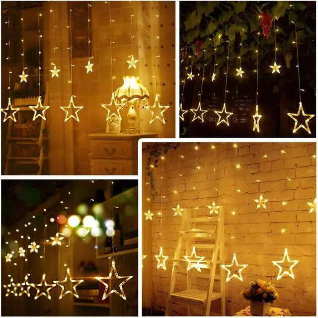 Alt view image 2 of 6 - 138 LED Star Curtain Light Warm White Decorative String Lights for Home and Celebration Styling