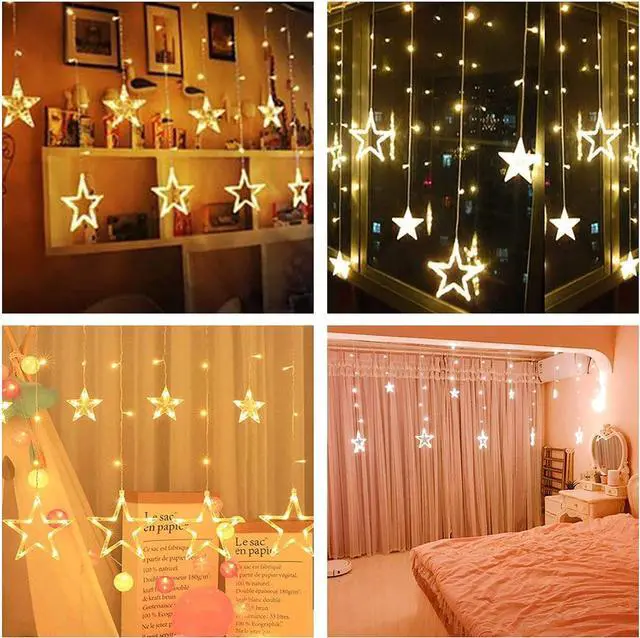 Alt view image 3 of 6 - 138 LED Star Curtain Light Warm White Decorative String Lights for Home and Celebration Styling