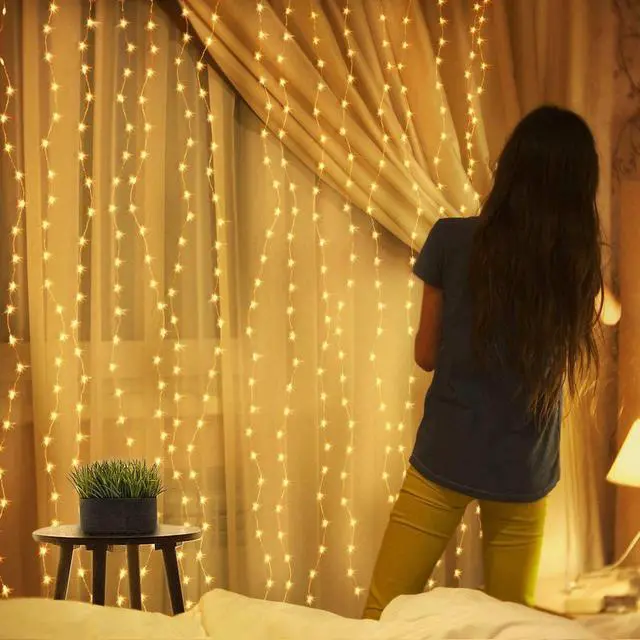 Main image of 200 LED Curtain Light Warm White Decorative String Lights for Home and Celebration Styling