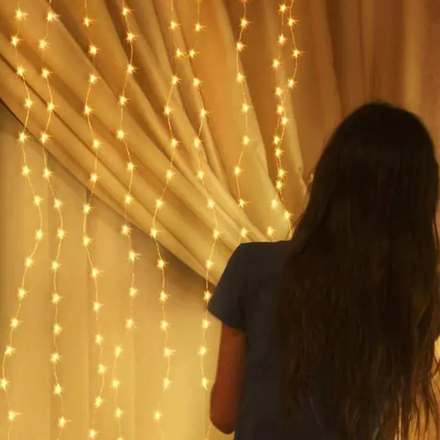 Alt view image 5 of 5 - 200 LED Curtain Light Warm White Decorative String Lights for Home and Celebration Styling
