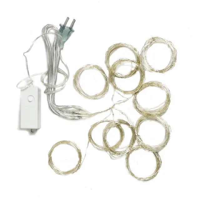 Alt view image 2 of 5 - 300 LED Curtain Lights Copper Wire Warm White Decorative String Lights for Home and Party Styling White