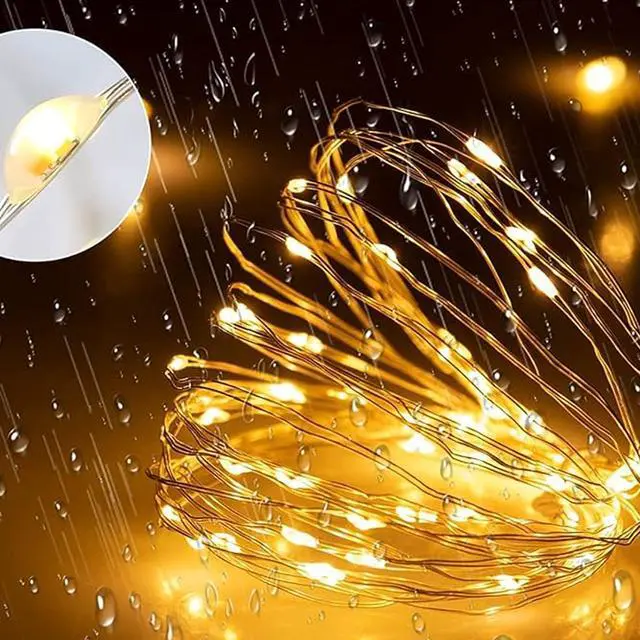 Alt view image 4 of 5 - 300 LED Curtain Lights Copper Wire Warm White Decorative String Lights for Home and Party Styling Warm White