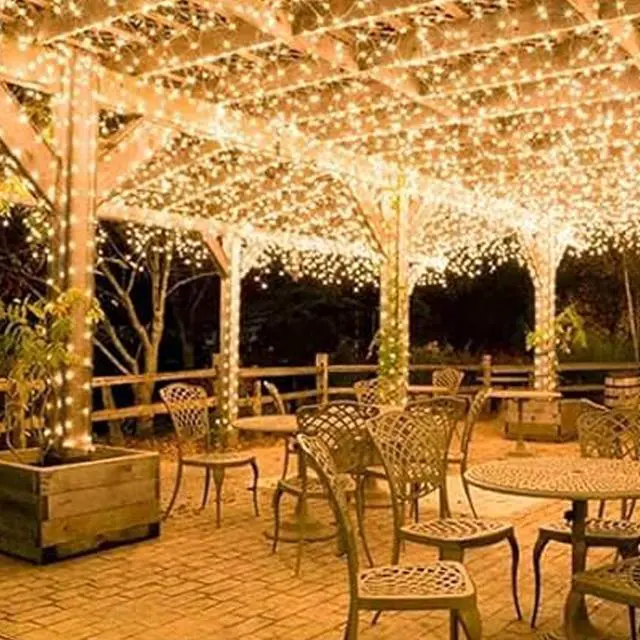 Alt view image 5 of 5 - 300 LED Curtain Lights Copper Wire Warm White Decorative String Lights for Home and Party Styling Warm White