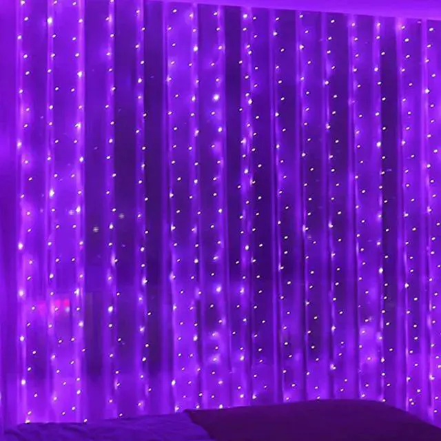 Main image of 300 LED Curtain String Lights Purple with Remote Decorative String Lights for Home and Party Styling