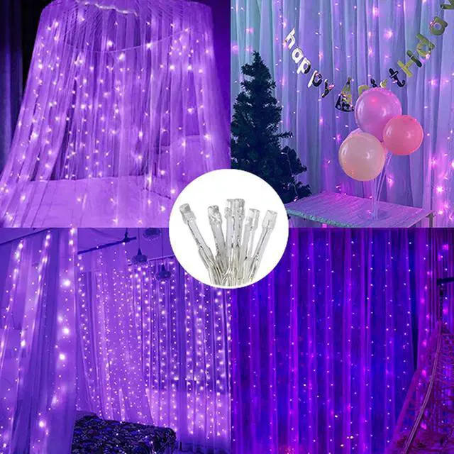 Alt view image 2 of 6 - 300 LED Curtain String Lights Purple with Remote Decorative String Lights for Home and Party Styling