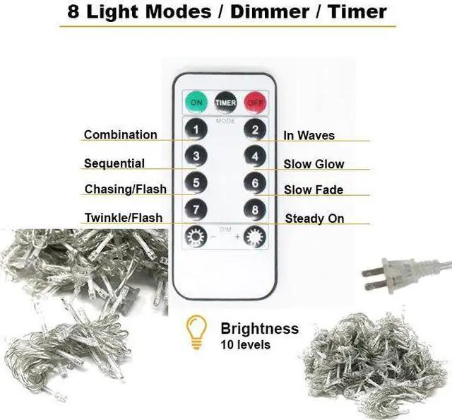 Alt view image 2 of 6 - 300 LED Multicolor Curtain String Light with Remote Control