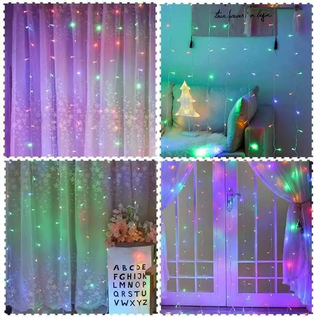 Alt view image 3 of 6 - 300 LED Multicolor Curtain String Light with Remote Control