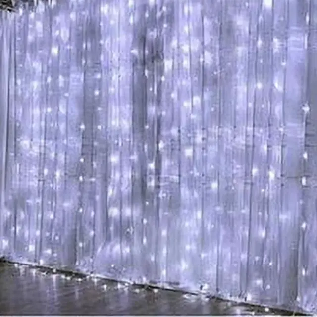 Alt view image 6 of 6 - 300 LED Curtain String Light with Remote White 9x9ft
