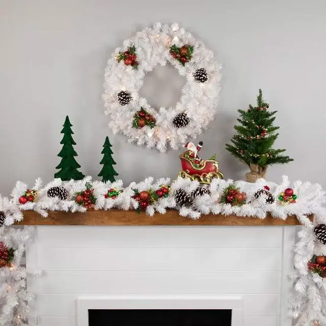 Alt view image 5 of 5 - Prelit Salem Pine Wreath in White