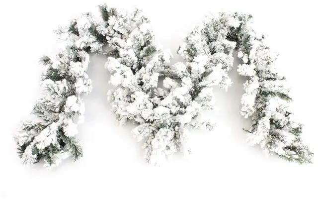 Main image of 9' Pre-Lit Heavy Snow Flocked Christmas Garland with Timer