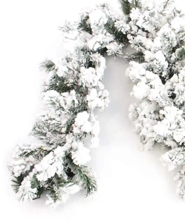 Alt view image 3 of 5 - 9' Pre-Lit Heavy Snow Flocked Christmas Garland with Timer