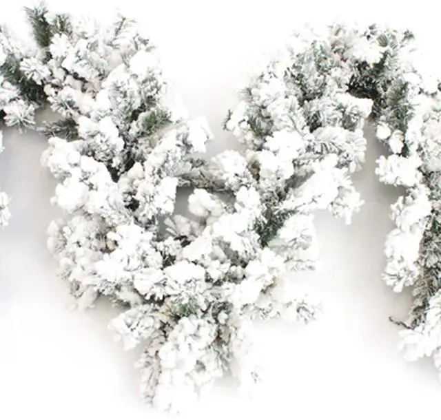 Alt view image 2 of 5 - 9' Pre-Lit Heavy Snow Flocked Christmas Garland with Timer