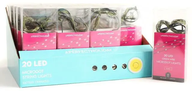 Alt view image 2 of 5 - 20 LED Multicolor Microdot Lights 7ft, White, Outdoor Battery Operated