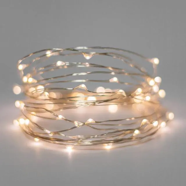 Main image of Silver Copper Fairy Lights with Timer Battery Operated Warm White 40 LED