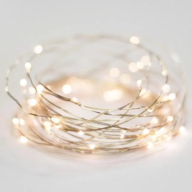 Alt view image 3 of 5 - Silver Copper Fairy Lights with Timer Battery Operated Warm White 40 LED