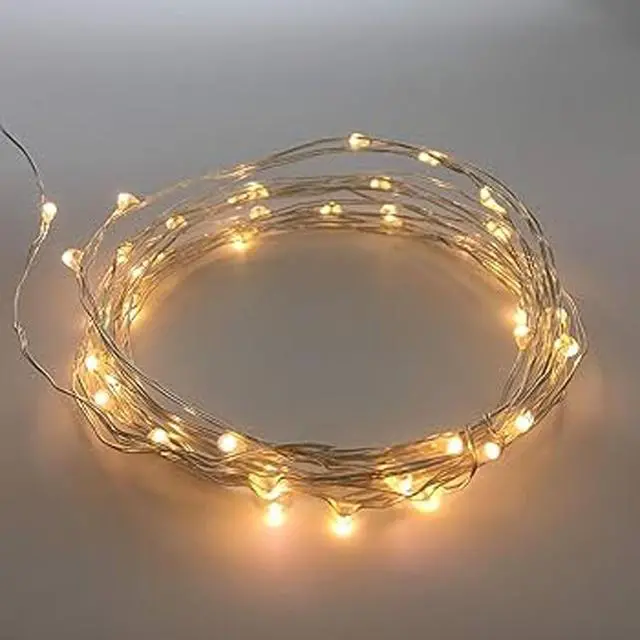Alt view image 3 of 5 - 20 LED Silver Copper Fairy Lights Battery Operated Warm White
