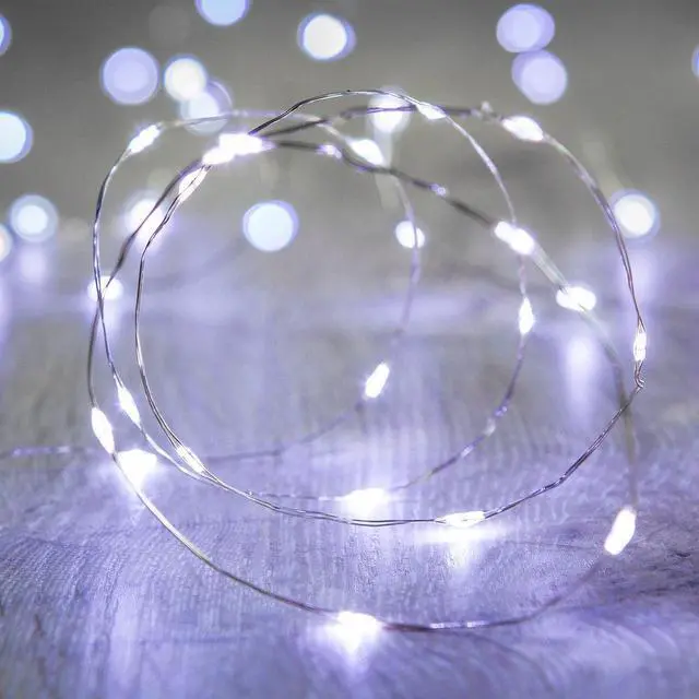 Main image of 20 LED Silver Copper Fairy Lights Battery Operated White