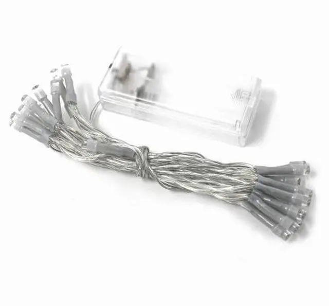 Alt view image 5 of 5 - 20 LED Clear Cable String Lights Battery Operated, White/Warm White