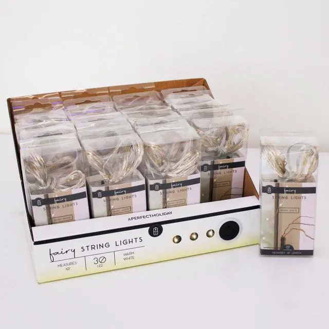 Alt view image 4 of 4 - 24pcs 10' 30L Micro-Dot Indoor Fairy Lights Battery Operated Warm White