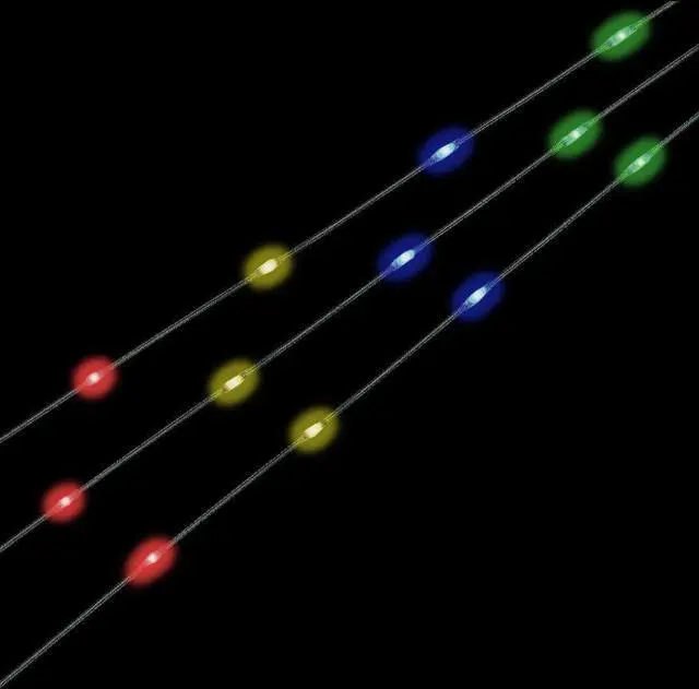 Alt view image 3 of 5 - 20 LED Multicolor Microdot Lights, 7FT (2M) Length, W/3AA Indoor Battery Box, Green Wire Multicolor