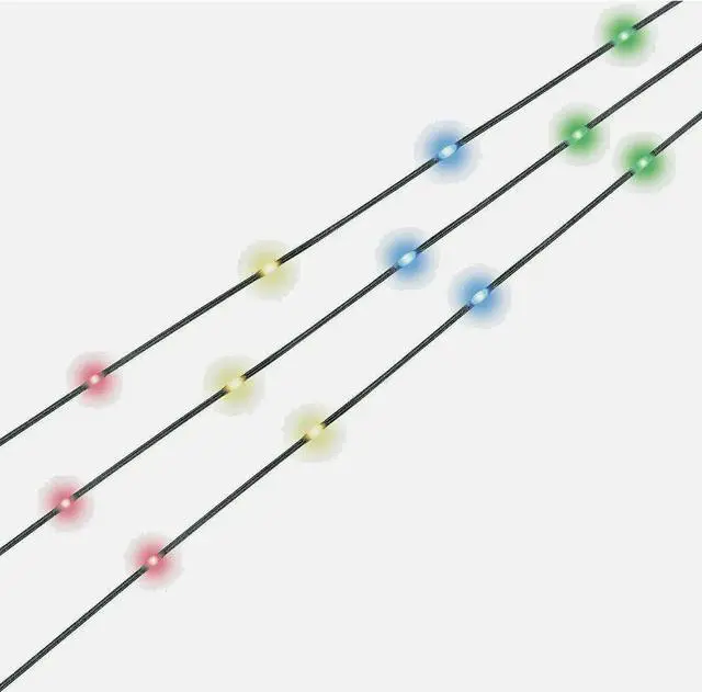 Main image of 20 LED Multicolor Microdot Lights, 7FT (2M) Length, W/3AA Indoor Battery Box, Green Wire Multicolor