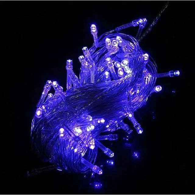 Alt view image 3 of 5 - 30 LED Clear Cable String Lights Battery Operated Purple