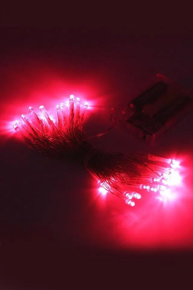 Main image of 30 LED Clear Cable String Lights Battery Operated Pink
