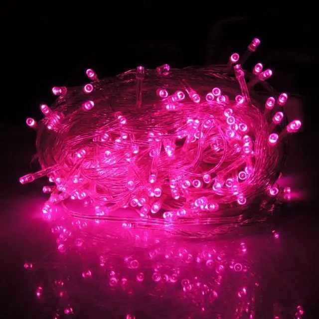 Alt view image 3 of 5 - 30 LED Clear Cable String Lights Battery Operated Pink