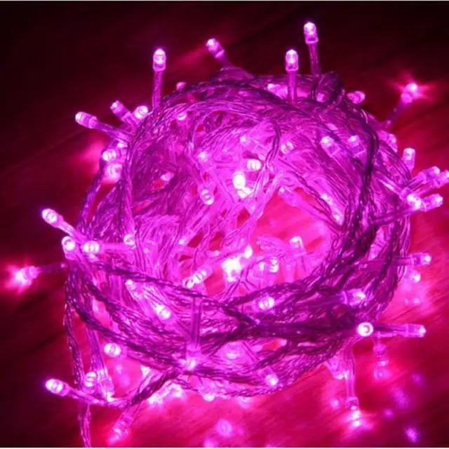 Alt view image 2 of 5 - 30 LED Clear Cable String Lights Battery Operated Pink