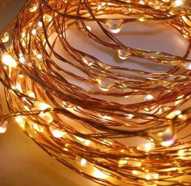 Alt view image 2 of 5 - 30 LED Silver Copper Fairy String Lights - Battery Operated Copper/Warm White