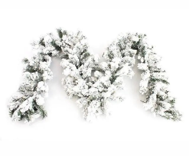 Main image of 9 Foot Pre-Lit Heavy Snow Flocked Christmas Garland with Timer