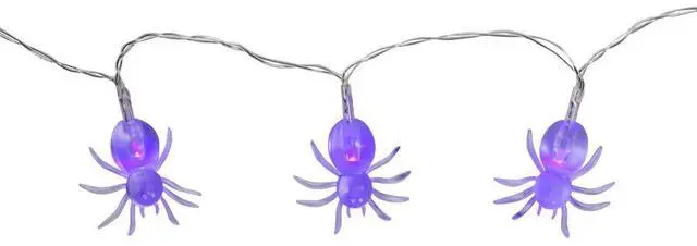 Alt view image 2 of 3 - 10 LED Fairy Light Clear Spider Purple - Battery Operated