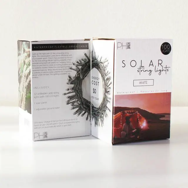 Alt view image 3 of 3 - 100 LED Solar String Lights - Green Cable Warm White