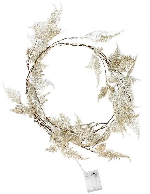 Alt view image 3 of 4 - 20 LED Gold Iridescent Glitter Fern Fairy Light