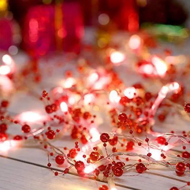 Main image of 20 LED Beads String Lights - Battery Operated, Red
