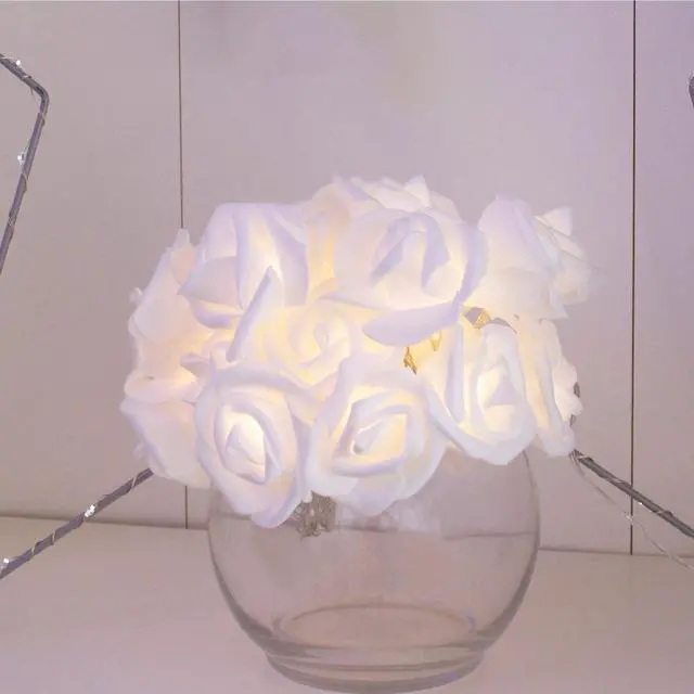 Alt view image 5 of 6 - 20 LED String Lights with PE Rose Flowers - Warm White