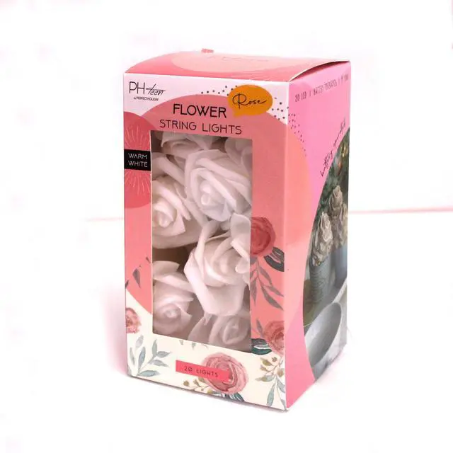 Main image of 20 LED String Lights with PE Rose Flowers - Warm White