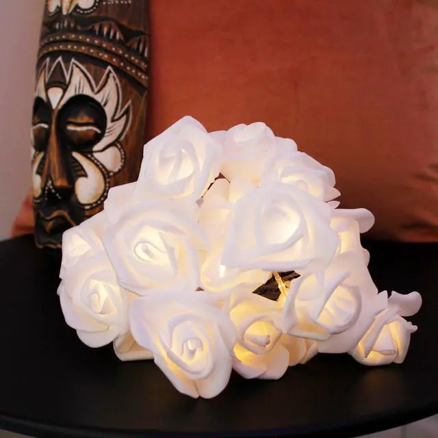 Alt view image 4 of 6 - 20 LED String Lights with PE Rose Flowers - Warm White