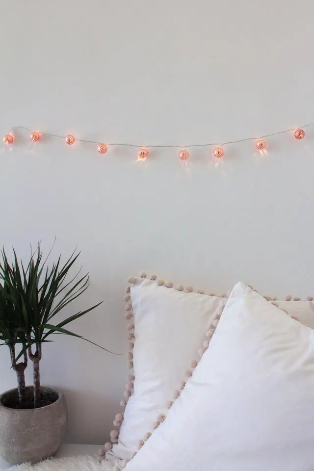 Alt view image 3 of 4 - Rose Gold Moroccan Ball String Lights Battery Operated