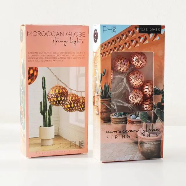 Main image of Rose Gold Moroccan Ball String Lights Battery Operated