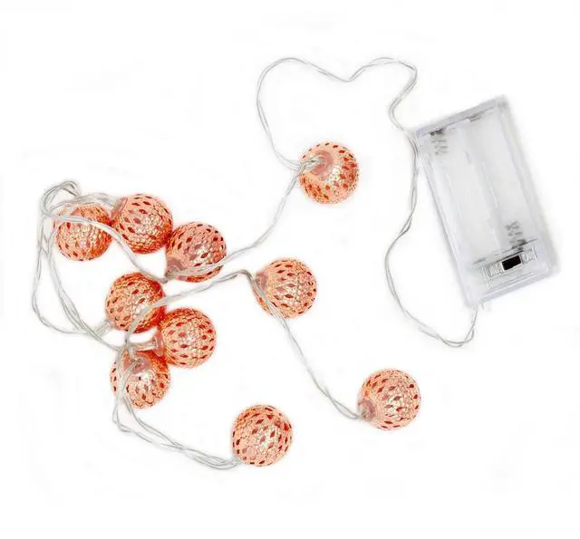 Alt view image 4 of 4 - Rose Gold Moroccan Ball String Lights Battery Operated