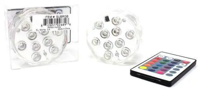 Alt view image 4 of 4 - 10 LED Submersible Disc Lights with Remote - Multi