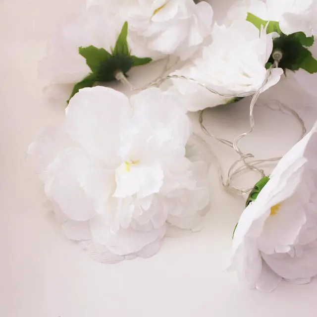 Alt view image 2 of 3 - 8 LED Large White Flower String Lights - Warm White